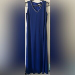 Ursula of Switzerland Royal Blue Jewel Neckline Evening Gown